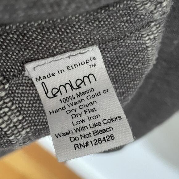 LemLem Gray Merino Wool Striped Dress Raw Hem Textured Knit Minimalist Natural M - Picture 11 of 13